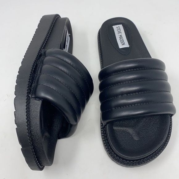 Steve Madden Puffer Platform Pool Slides Sandals - Picture 4 of 10